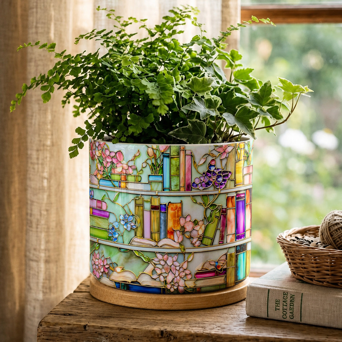 Lorva Reading Ceramic Plant Pot Magical Books