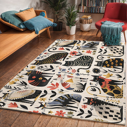 Lorva Area Rug Whimsical Cats