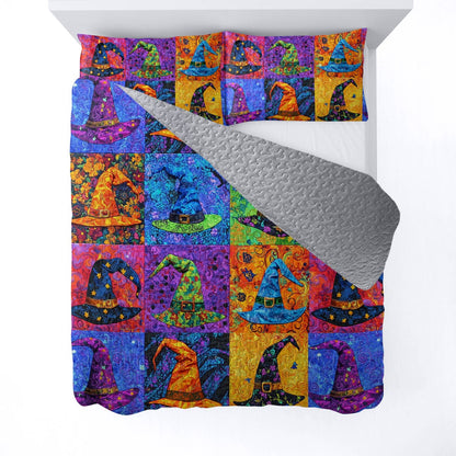 Witch Lorva All Season Quilt 3-Piece Set Colorful Witch Hats