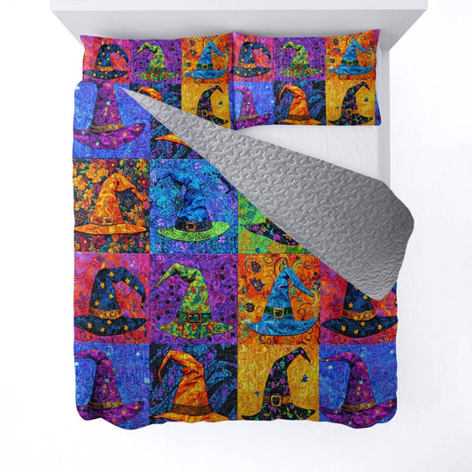 Witch Lorva All Season Quilt 3-Piece Set Colorful Witch Hats