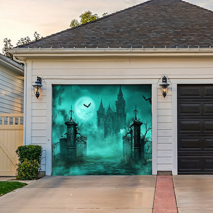 Lorva Halloween Garage Door Banner Decoration Haunted Cemetery Gate