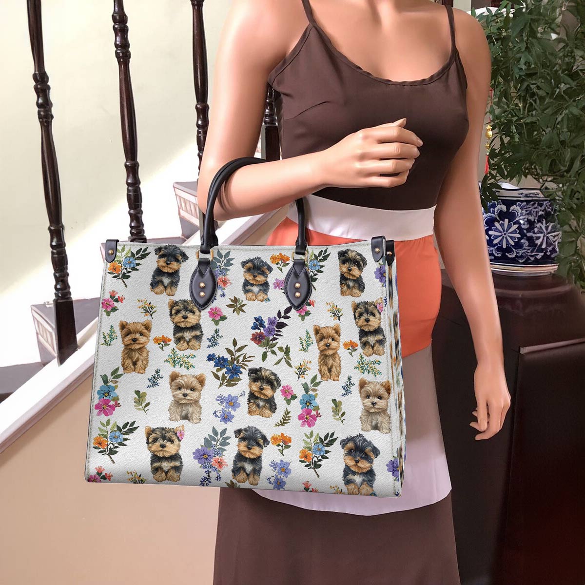 Lorva Leather Bag Yorkie Blossom Charm