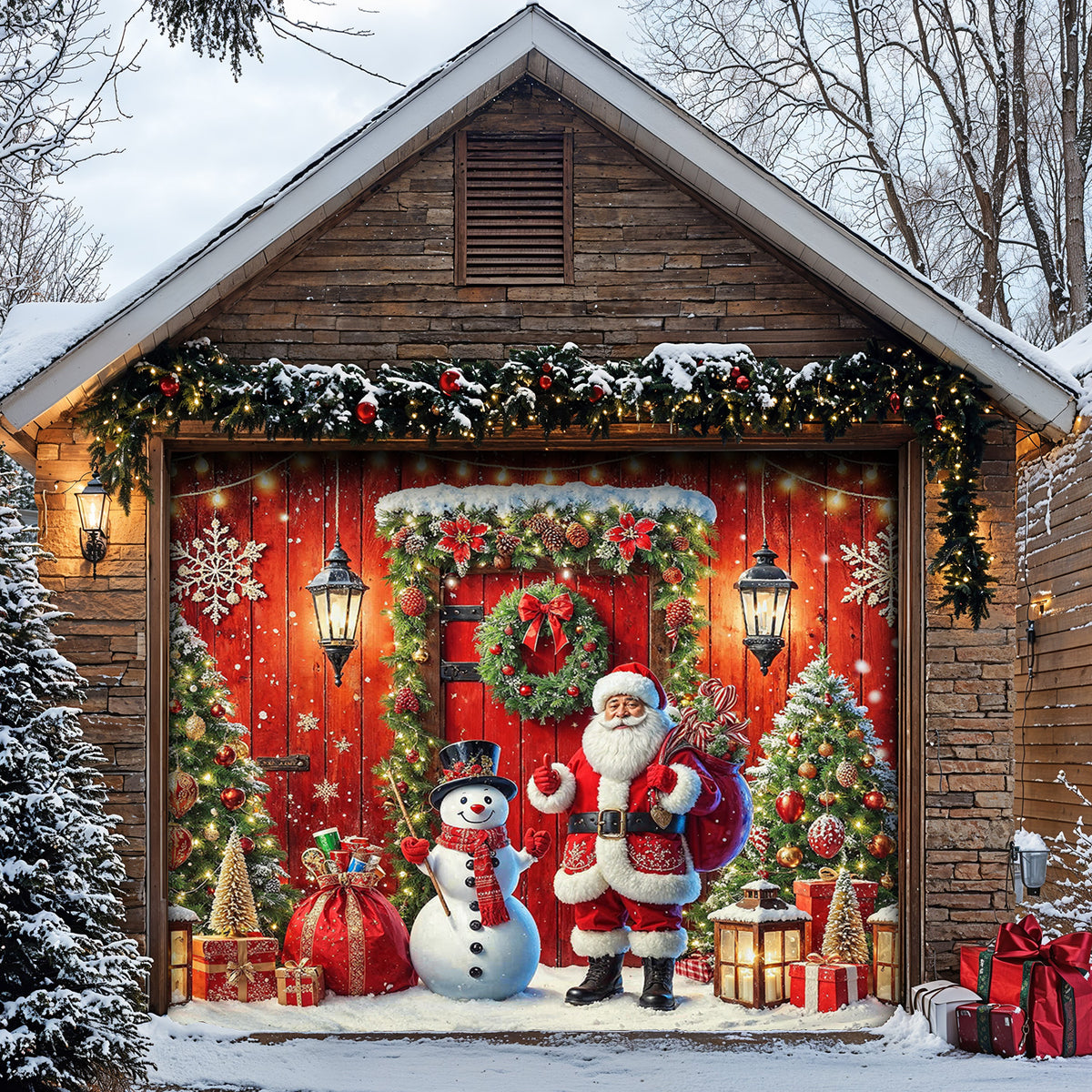 Lorva Christmas Garage Door Banner Decoration Happy