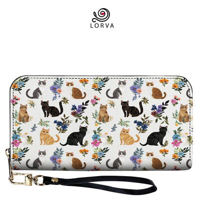 Lorva Leather Wallet Cute Floral Cats