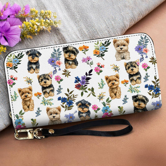 Lorva Leather Wallet Yorkie Garden Glow