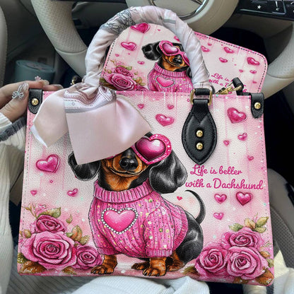 Lorva Dachshund Leather Bag Doxie In Love