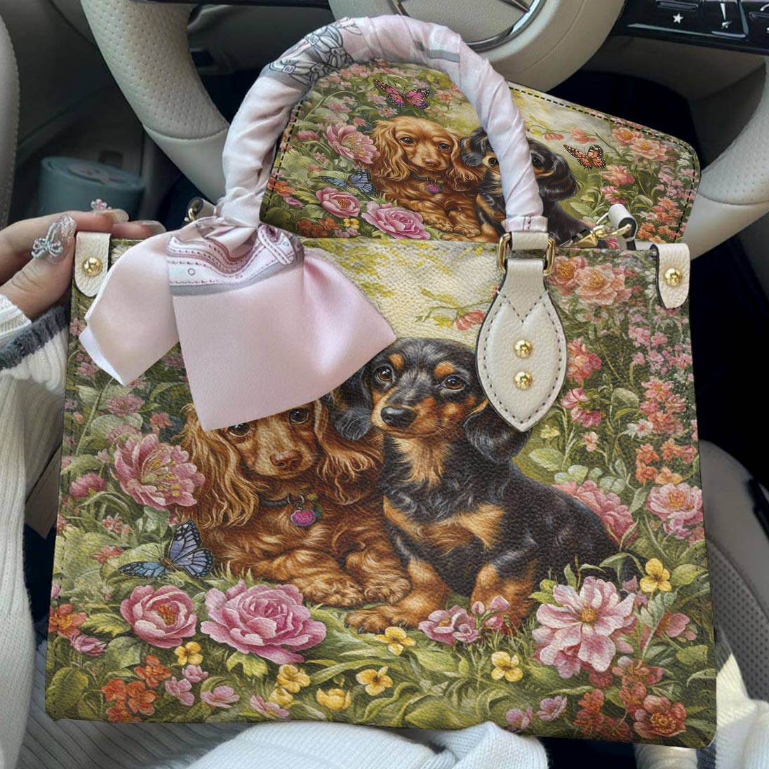 Lorva Leather Bag Dachshund Love In Bloom