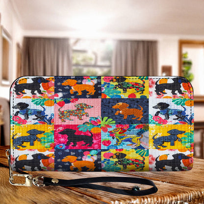 Lorva Leather Wallet Tropical Patchwork Dachshund