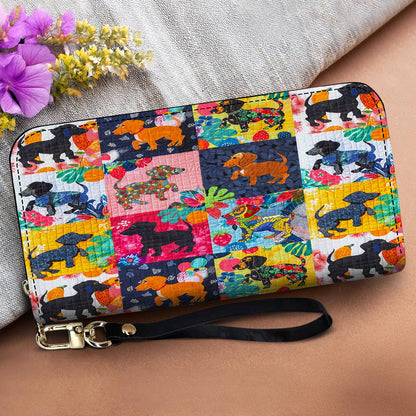 Lorva Leather Wallet Tropical Patchwork Dachshund
