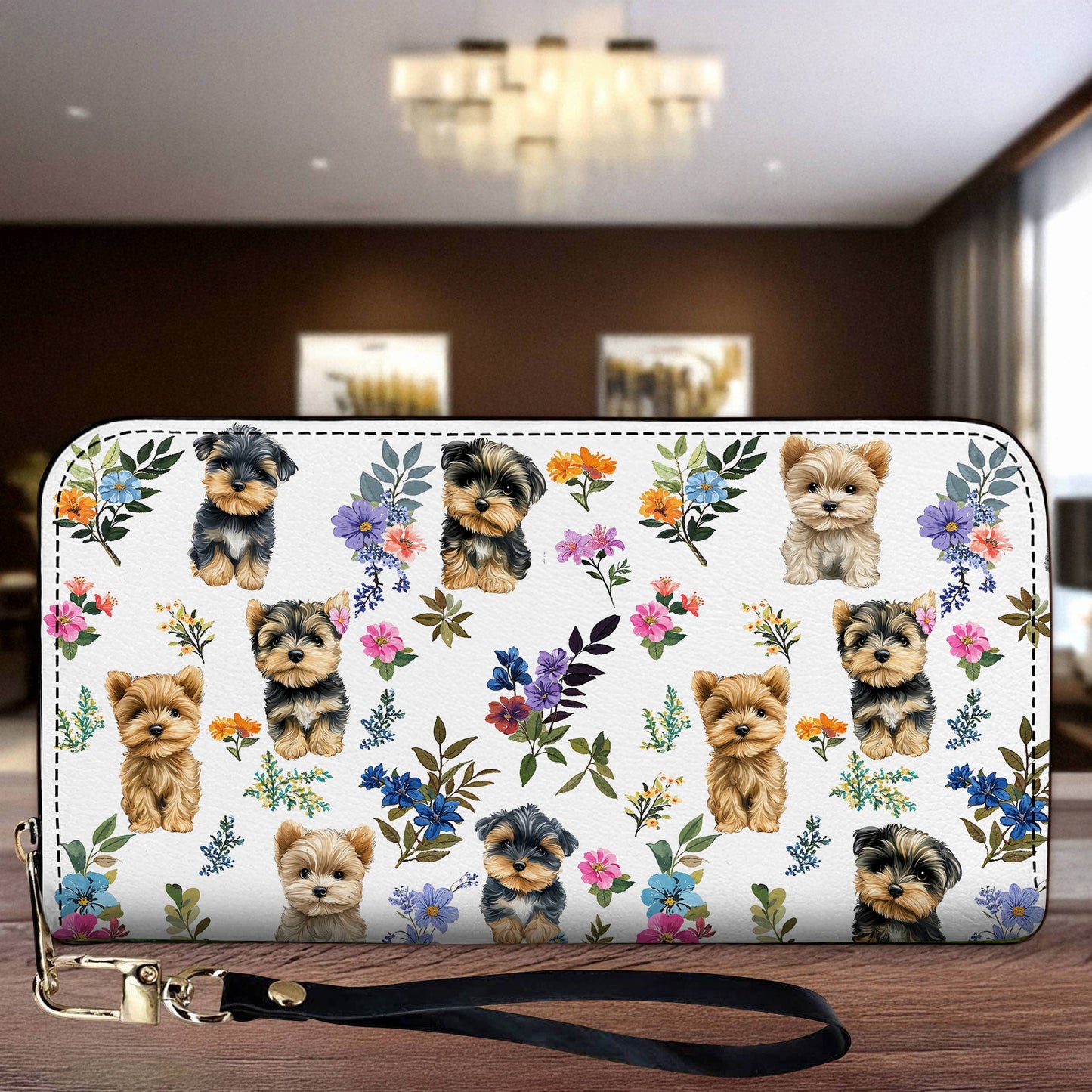 Lorva Leather Wallet Yorkie Garden Glow