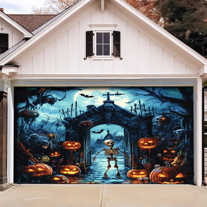 Lorva Halloween Garage Door Banner Decoration The Skeleton Graveyard