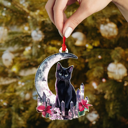 Lorva Cat 2D Acrylic Ornament Crystal Midnight Moon