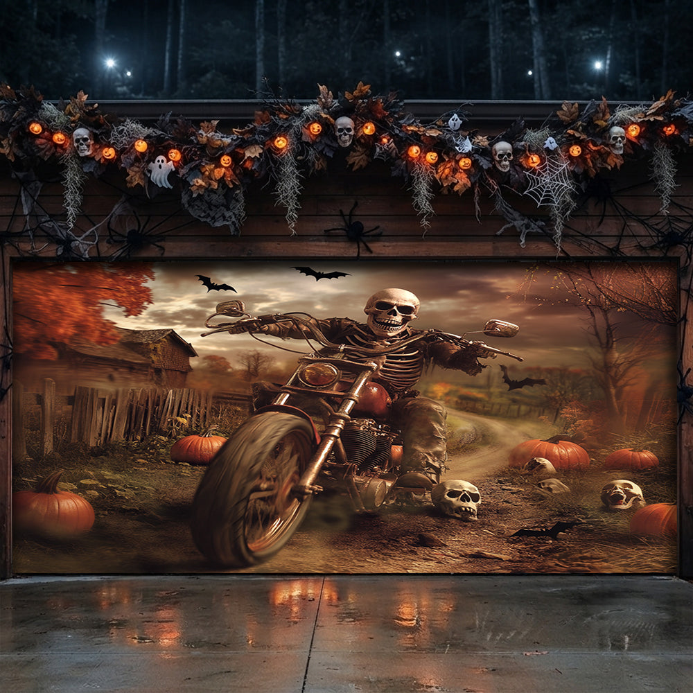 Lorva Halloween Garage Door Banner Decoration The Grim Biker