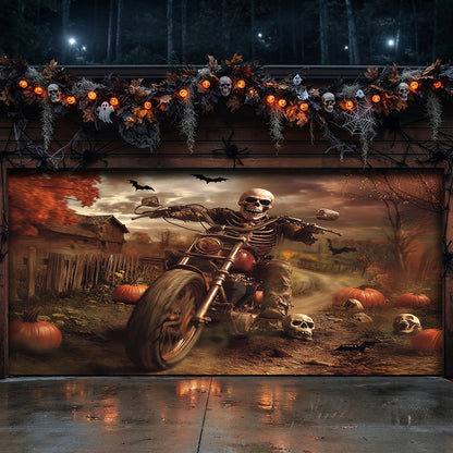 Lorva Halloween Garage Door Banner Decoration The Grim Biker