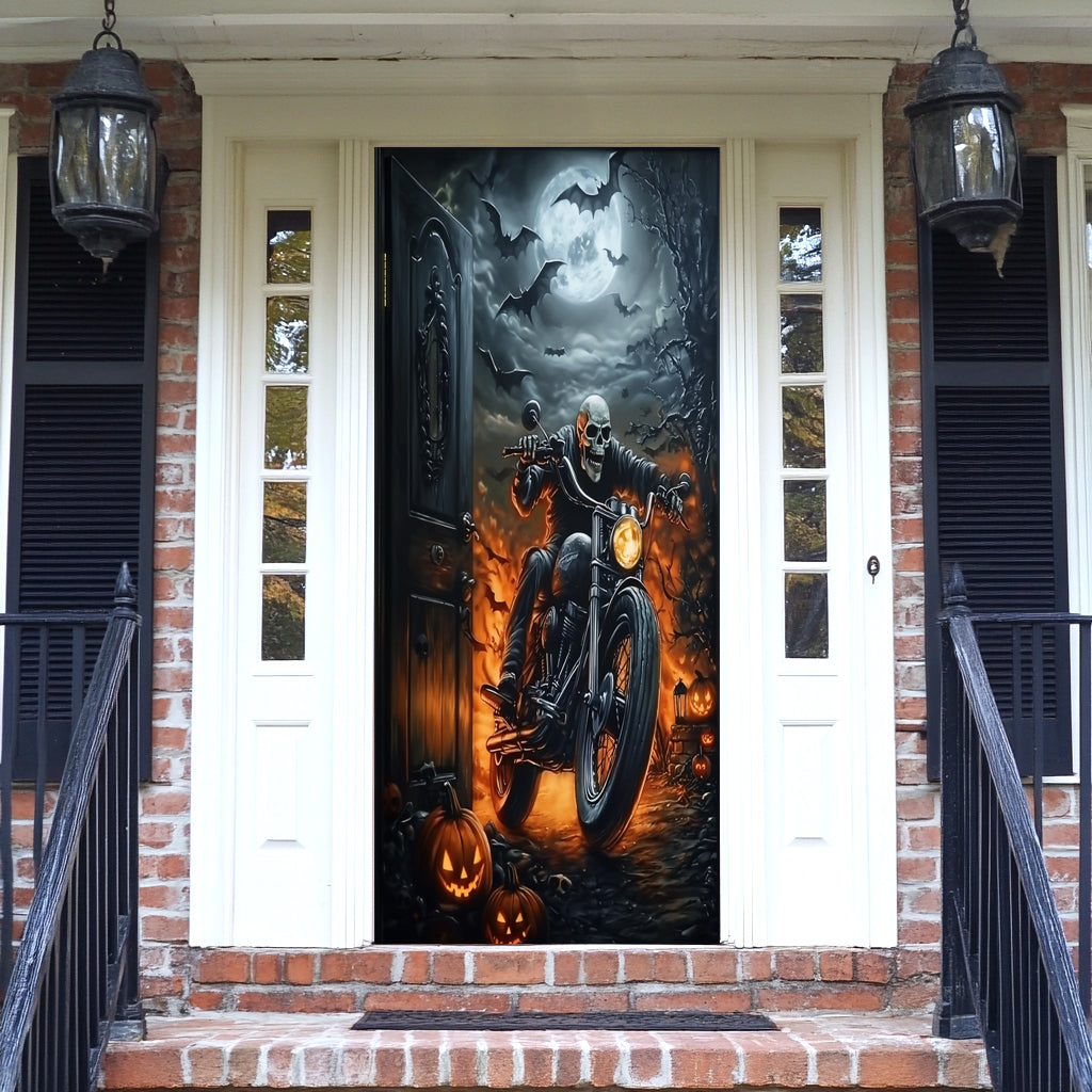 Lorva Halloween Door Cover Skull Rider Haunted