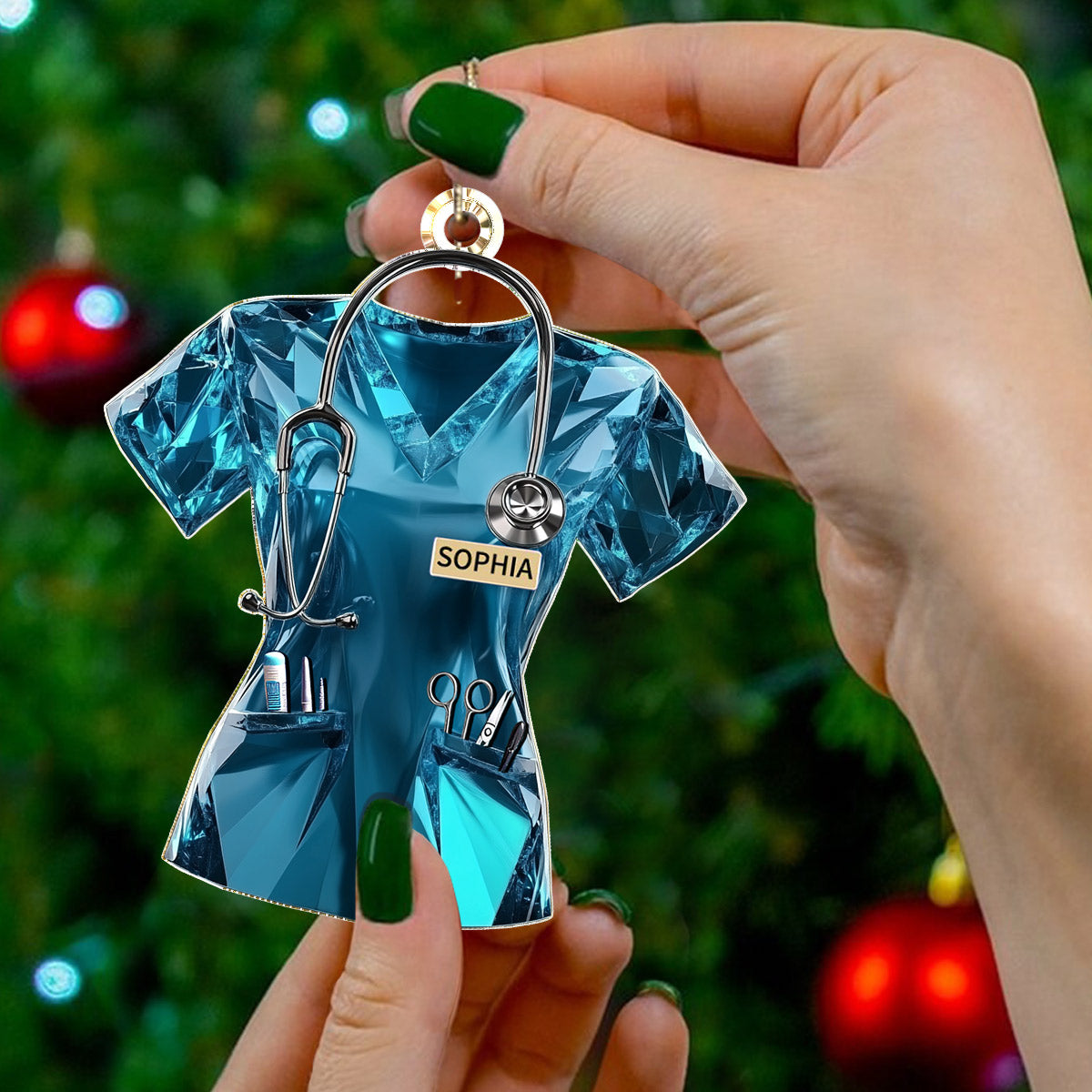 Lorva Nurse 2D Acrylic Ornament Personalized Crystal Scrub