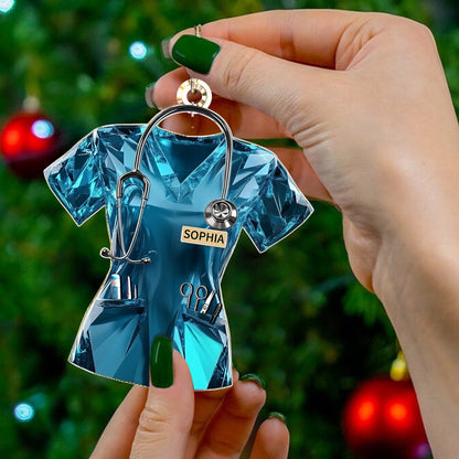 Lorva Nurse 2D Acrylic Ornament Personalized Crystal Scrub