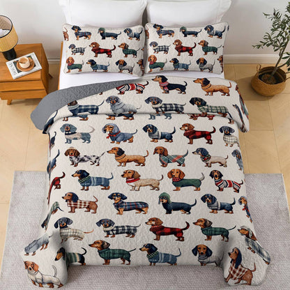 Dachshund Lorva All Season Quilt 3-Piece Set Joyful