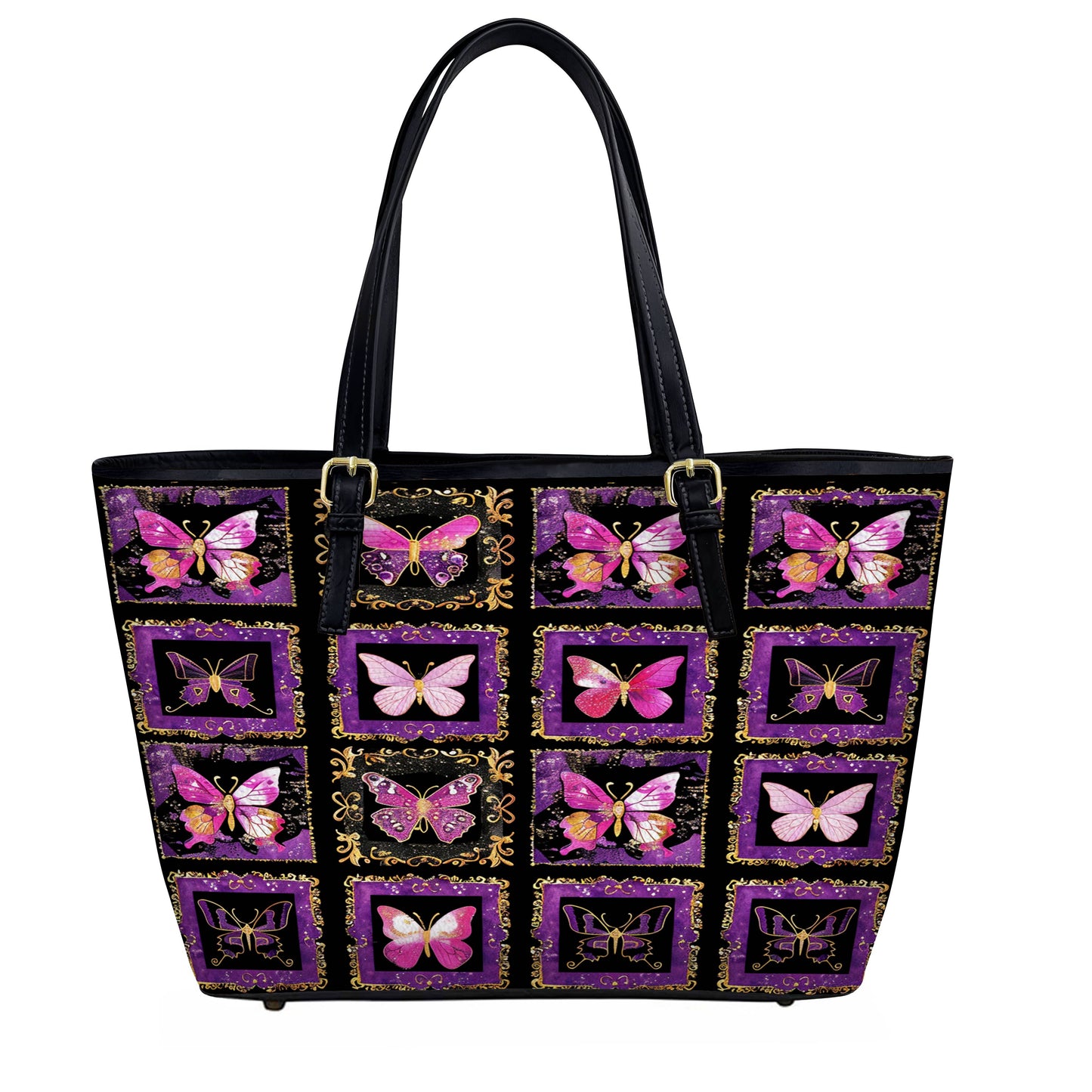 Lorva Leather Tote Bag Gorgeous Butterfly Tapestry