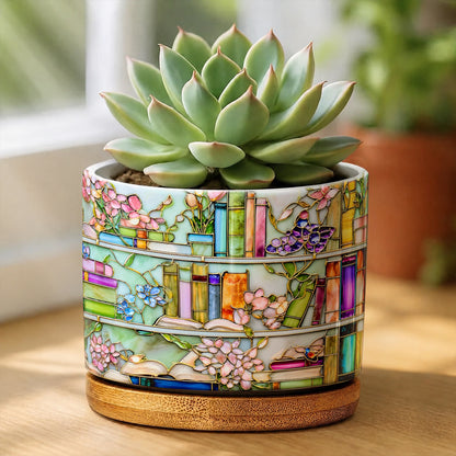 Lorva Reading Ceramic Plant Pot Magical Books