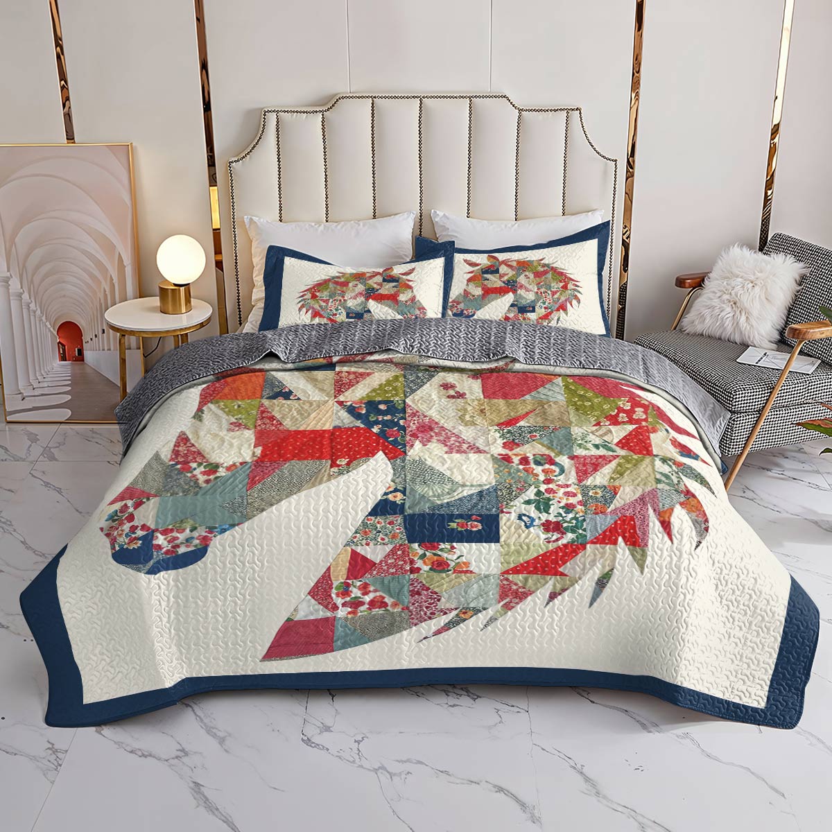 Lorva All Season Quilt 3-Piece Set Floral Horse Dream