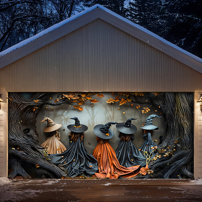 Lorva Witch Garage Door Banner Decoration Autumn Witch Gathering
