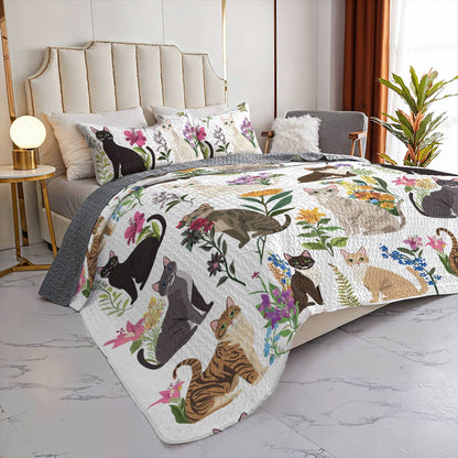 Lorva All Season Quilt 3-Piece Set Dreaming Kittens Garden