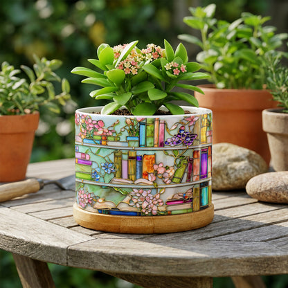 Lorva Reading Ceramic Plant Pot Magical Books