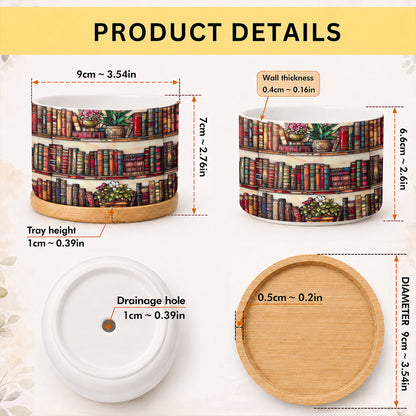 Lorva Reading Ceramic Plant Pot Classic Library