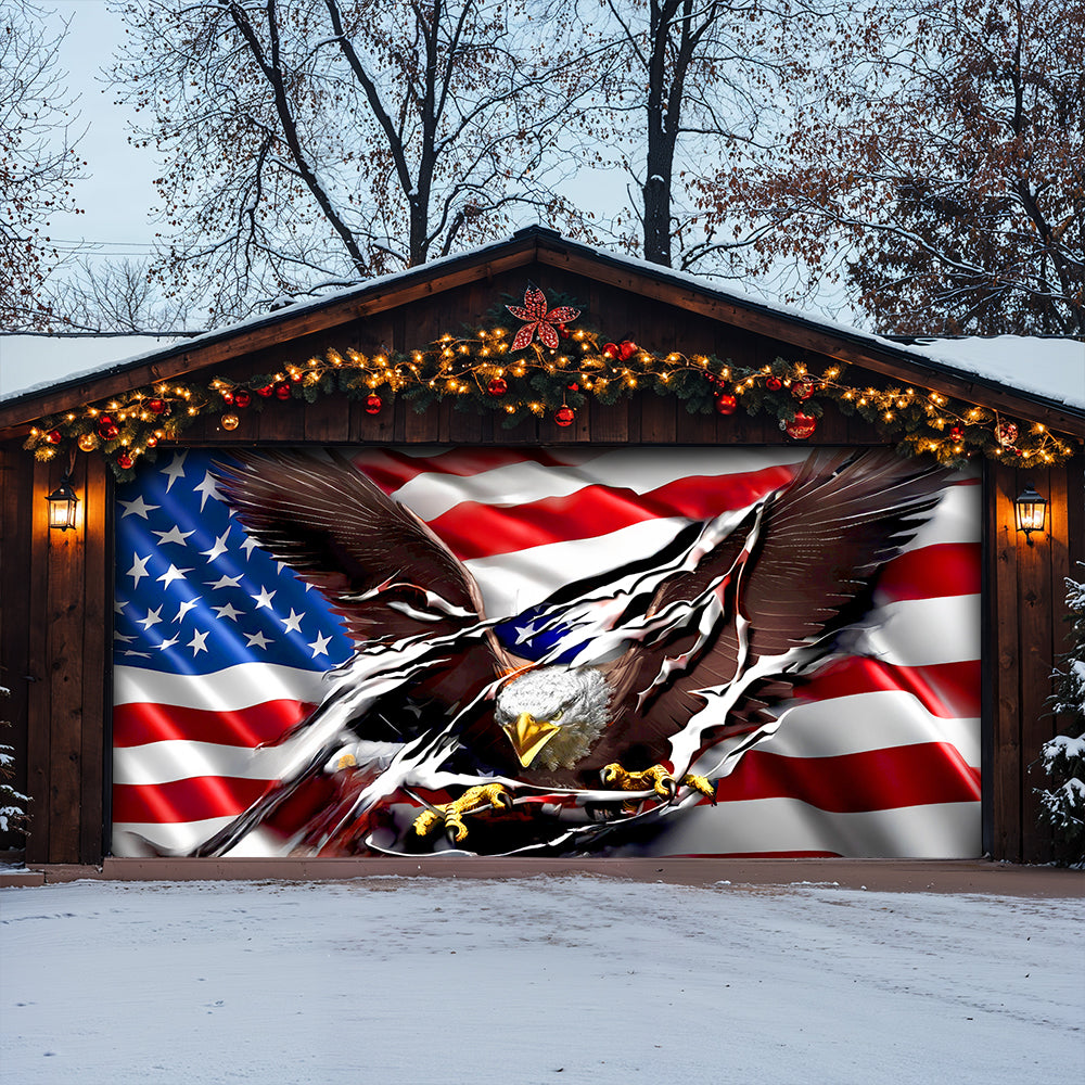 Lorva Garage Door Banner Decoration 250th Anniversary Eagle Breaks Through