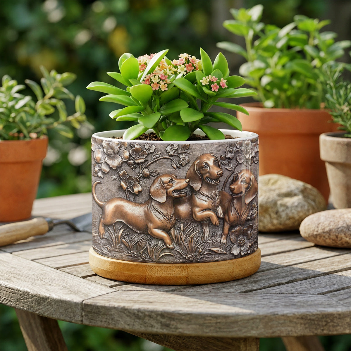 Lorva Dachshund Ceramic Plant Pot Classical Flower Garden