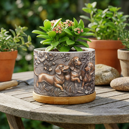 Lorva Dachshund Ceramic Plant Pot Classical Flower Garden