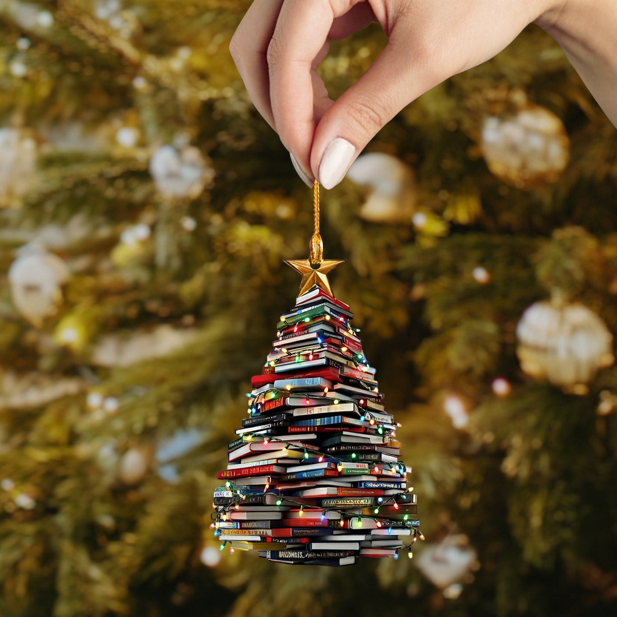Lorva Reading Acrylic Ornament Bookmas Tree