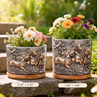 Lorva Dachshund Ceramic Plant Pot Classical Flower Garden