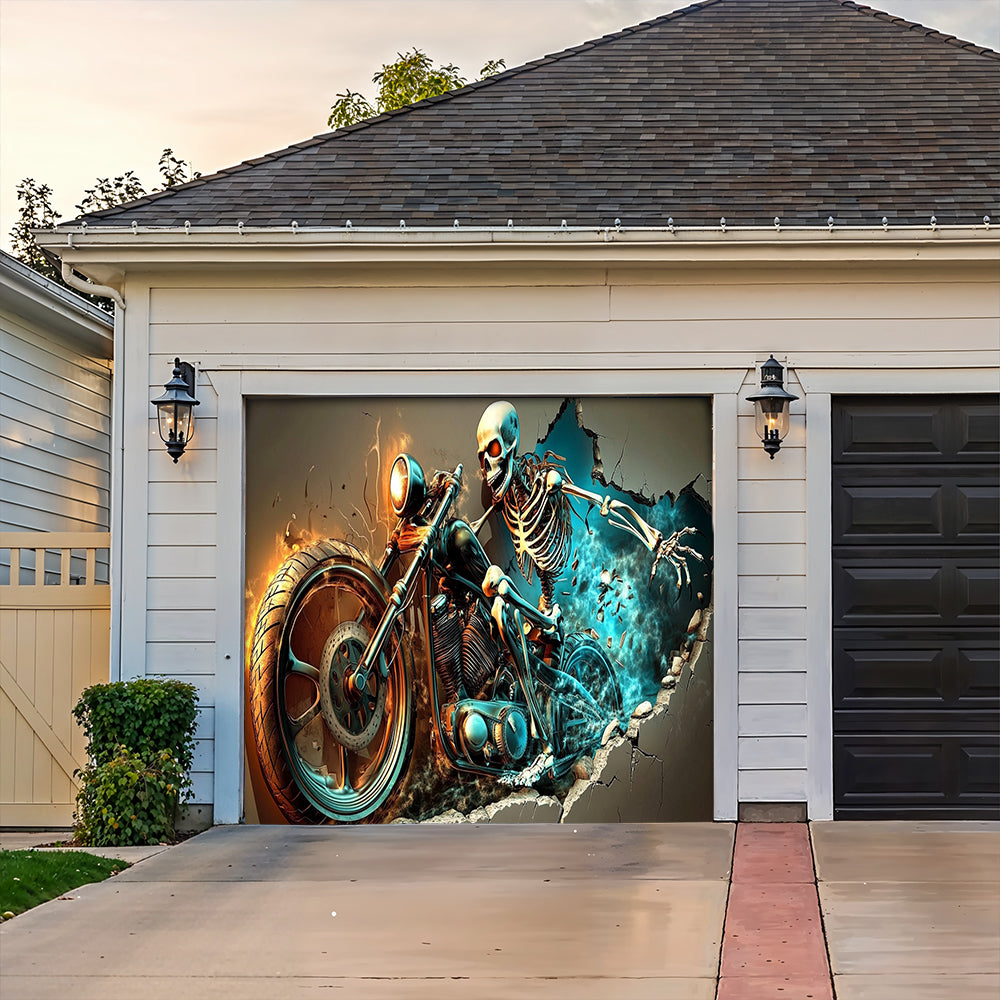 Lorva Halloween Garage Door Banner Decoration The Grim Biker