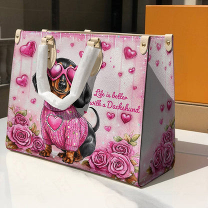 Lorva Dachshund Leather Bag Doxie In Love