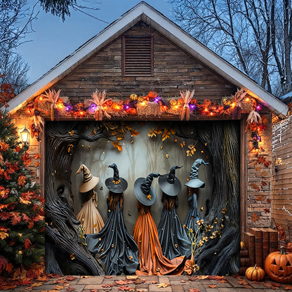 Lorva Witch Garage Door Banner Decoration Autumn Witch Gathering