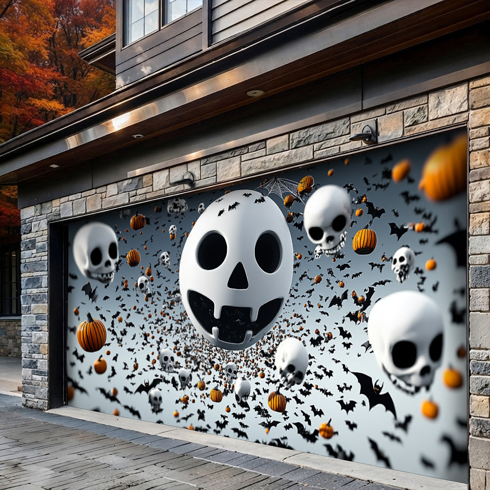 Lorva Halloween Garage Door Banner Decoration Spooky Skull Frenzy