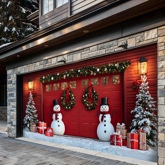 Lorva Christmas Garage Door Banner Decoration The Cute Snowman Gate