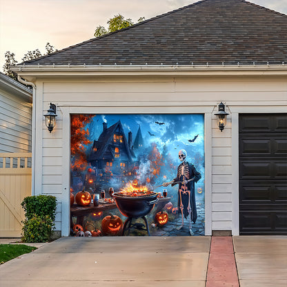 Lorva Halloween Garage Door Banner Decoration Skeleton’s Halloween BBQ