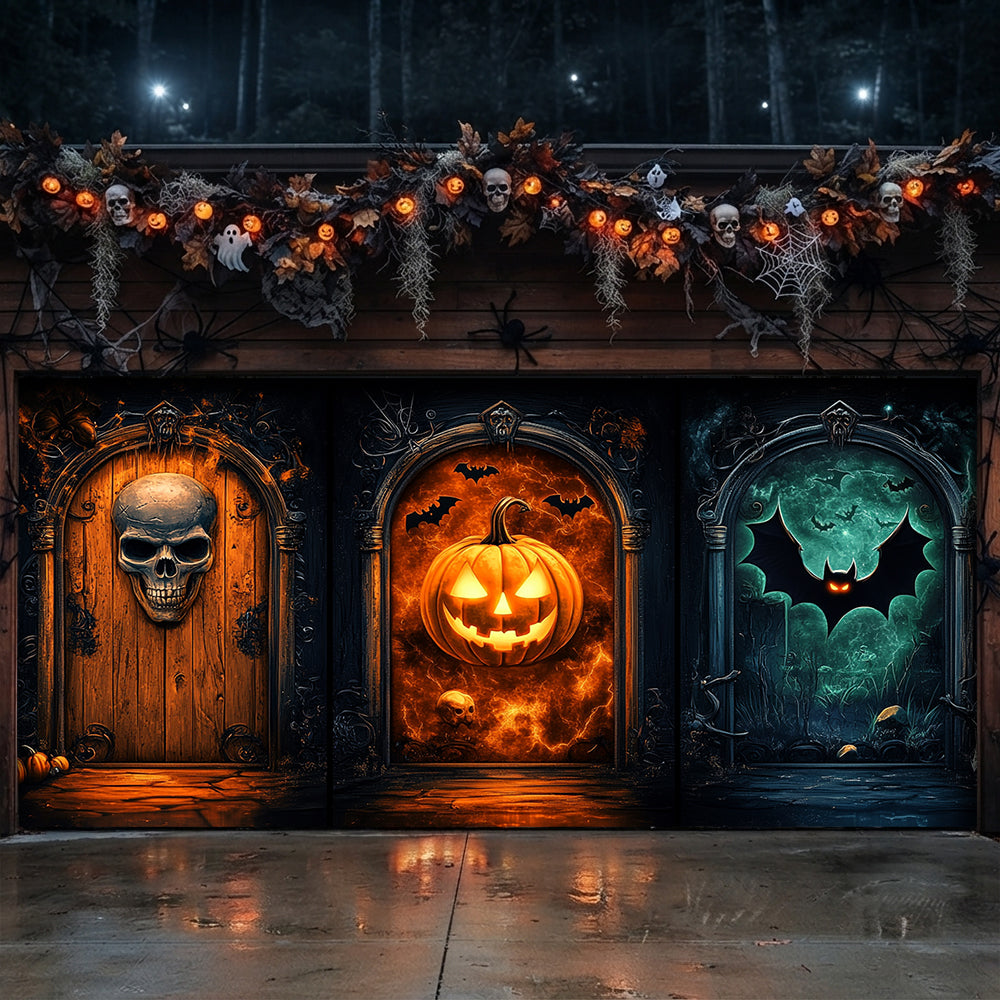 Lorva Halloween Garage Door Banner Decoration Gothic Halloween Fortress