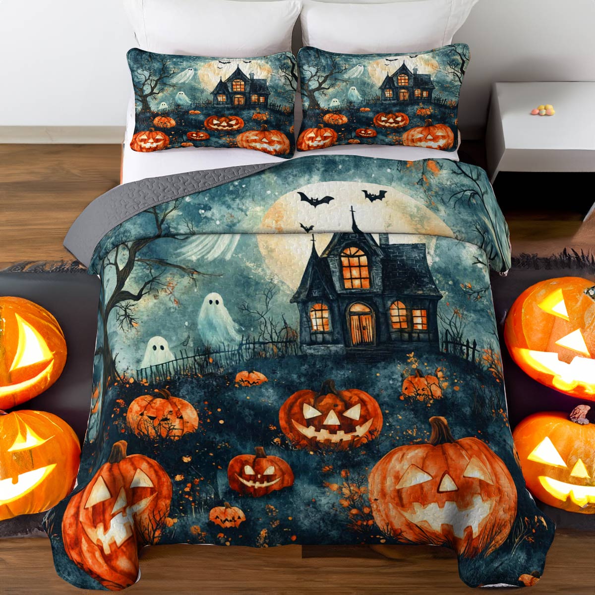 Halloween Lorva All Season Quilt 3-Piece Set Phantom Pumpkin