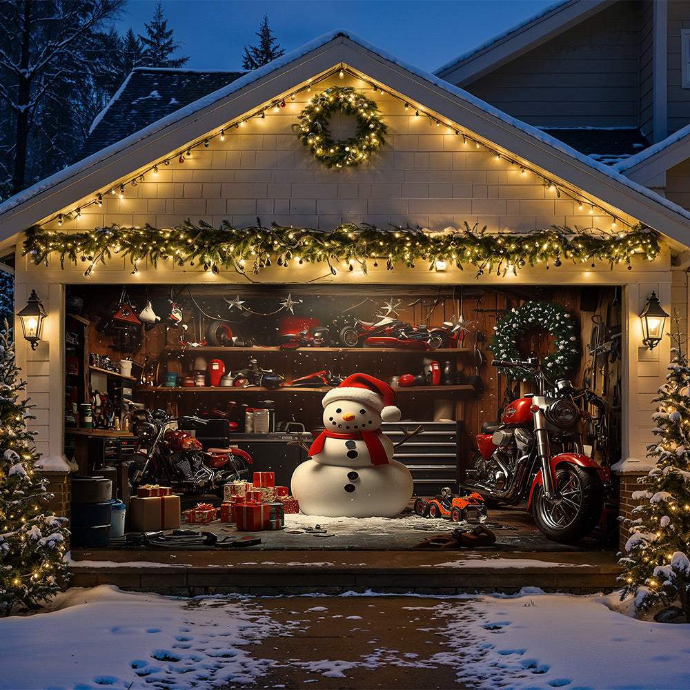 Lorva Christmas Garage Door Banner Decoration Snowman's Workshop