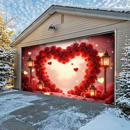Lorva Garage Door Banner Decoration Heart Of Roses