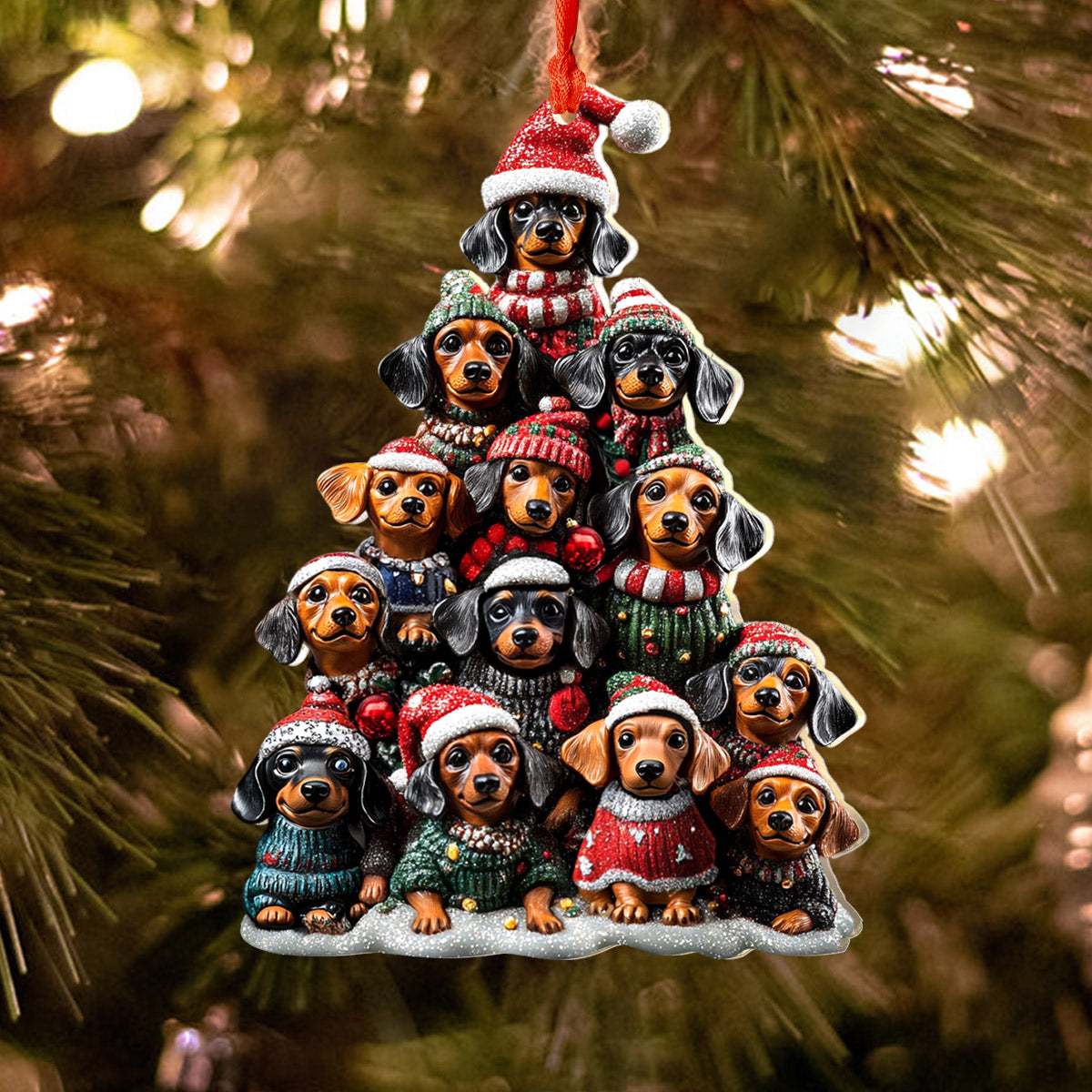 Lorva Dachshund Acrylic Ornament Merry Dachmas