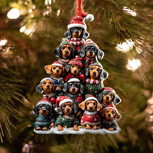 Lorva Dachshund Acrylic Ornament Merry Dachmas