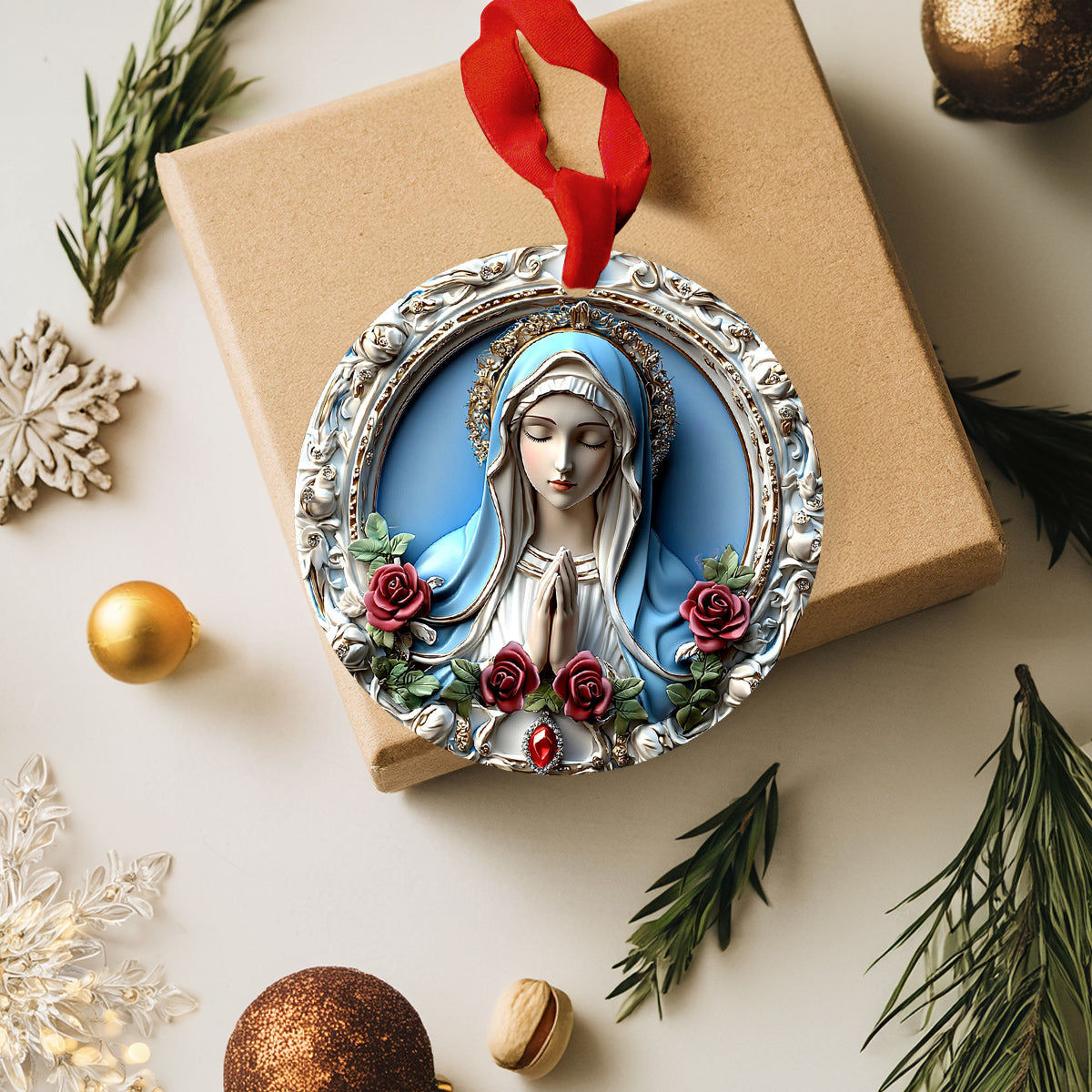 Lorva 2D Acrylic Ornament Sacred Heart Virgin Mary
