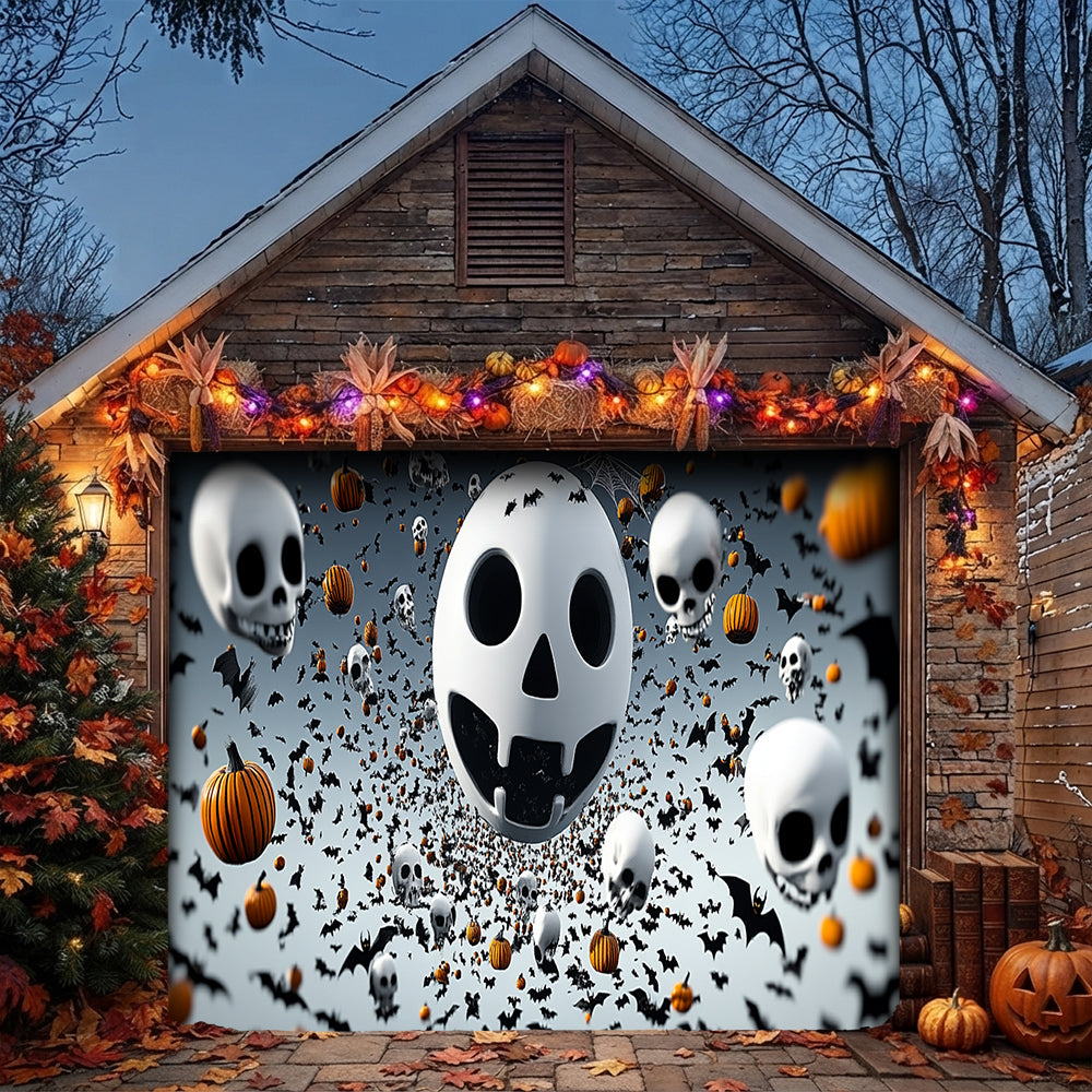 Lorva Halloween Garage Door Banner Decoration Spooky Skull Frenzy