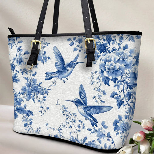 Lorva Hummingbird Leather Tote Bag Chiffon Sky