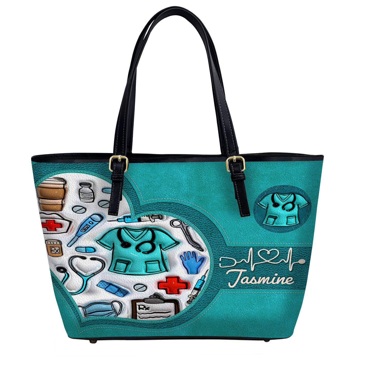 Lorva Personalized Leather Tote Bag Puffy Nurse